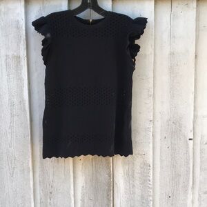 Ted Baker Black Eyelet Knit Top-size 2